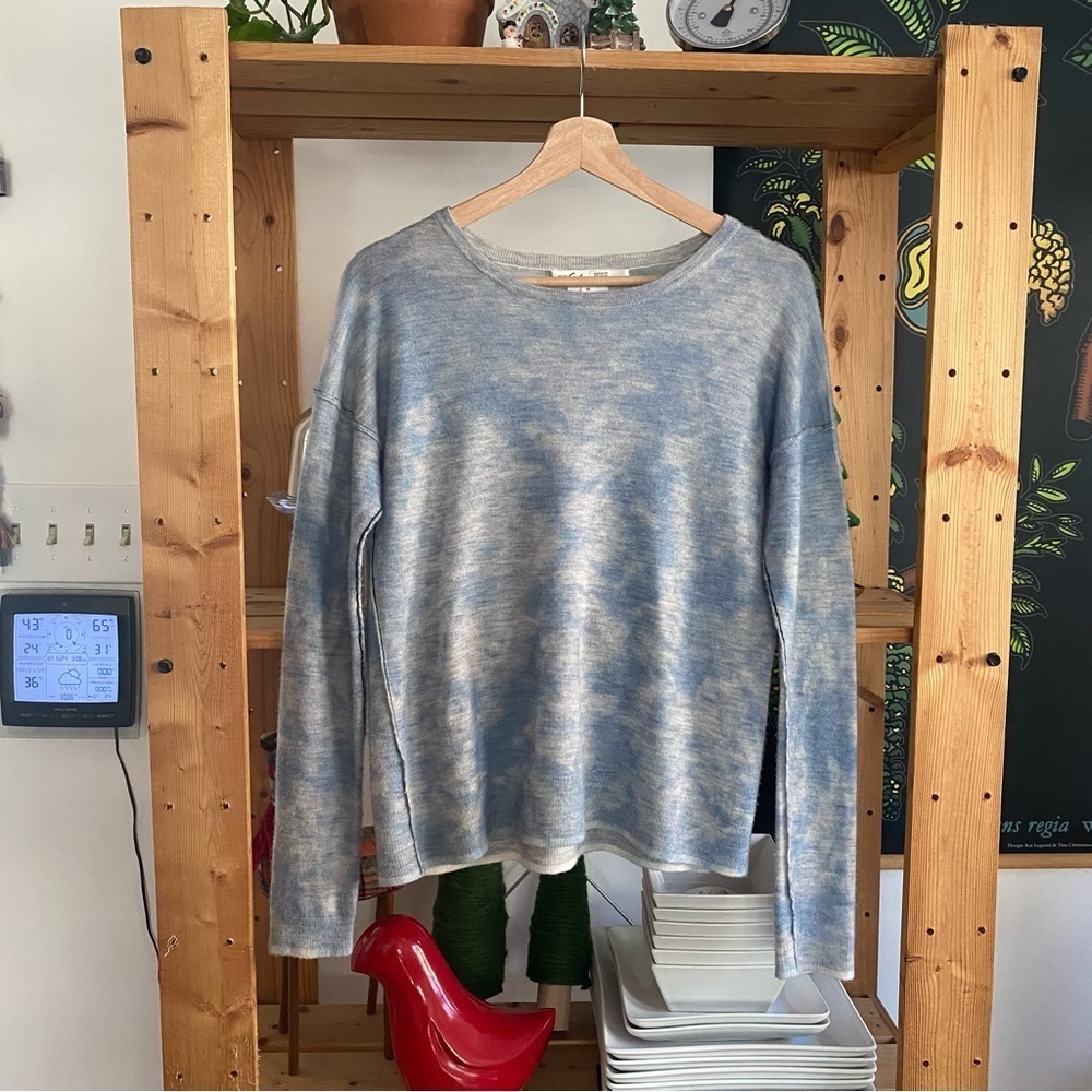 Paychi Guh Light Blue Multi Printed Cashmere Crewneck Sweater Medium - Picture 5 of 16